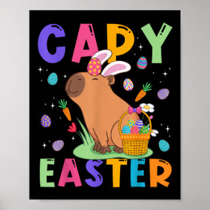 Affiche Funny Capybara Jour de Pâques Capy Oeufs de Pâques