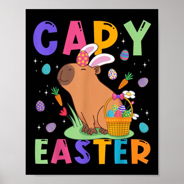Affiche Funny Capybara Jour de Pâques Capy Oeufs de Pâques (Devant)