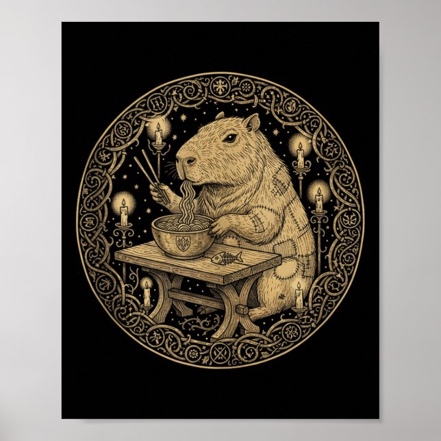 Affiche Funny Capybara Old World Medieval Ramen Fantasy Vi (Devant)