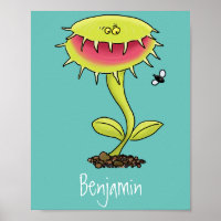 Funny carnivorous Venus fly trap plant cartoon