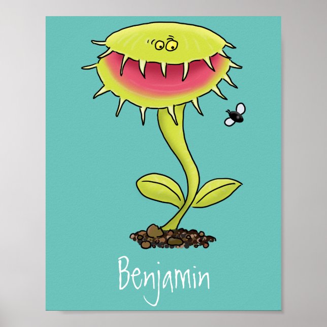 Affiche Funny carnivorous Venus fly trap plant cartoon (Devant)