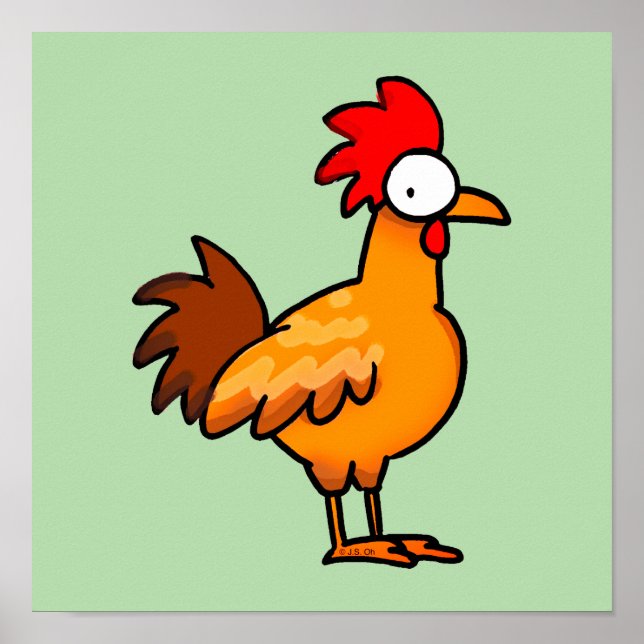 Affiche Funny Cartoon Chicken Illustration (Devant)