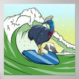Affiche Funny Cassowary Surf