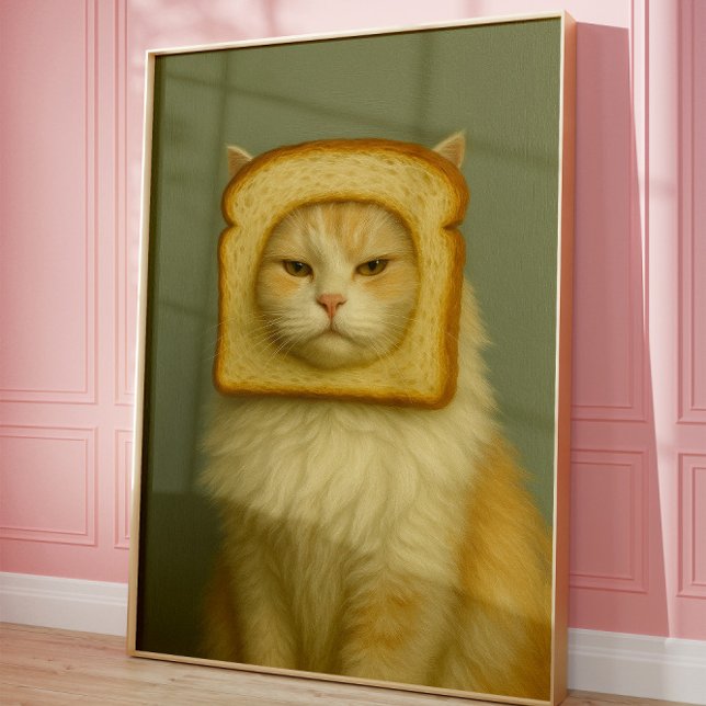 Affiche Funny Cat Bread Surreal Aesthetic Wall Art Print (Créateur téléchargé)