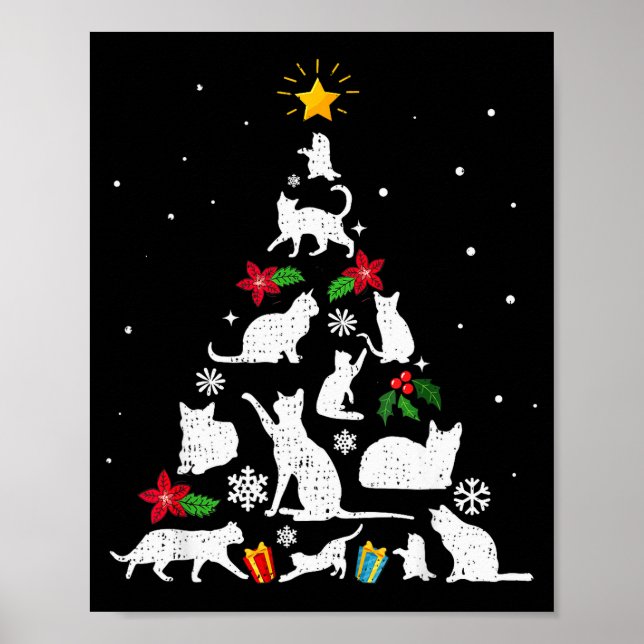 Affiche Funny Cat Christmas Tree For Men Women Kids  (Devant)