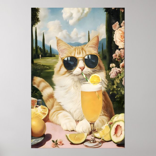 Affiche Funny Cat Country Club Art Print Quirky Feline (Devant)