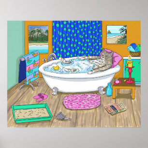 Affiche Funny cat in bath Cat 665