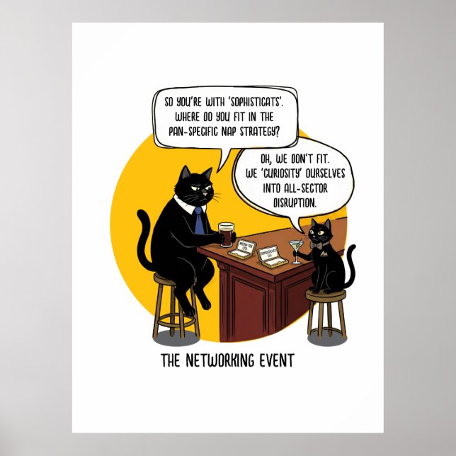 Affiche Funny Cat Office Humor Networking Event Meme Gift (Devant)