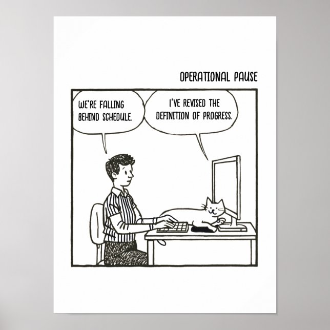 Affiche Funny Cat Office Work Humor Corporate Cartoon (Devant)