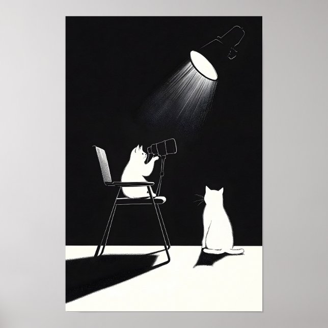Affiche Funny cat with telescope (Devant)