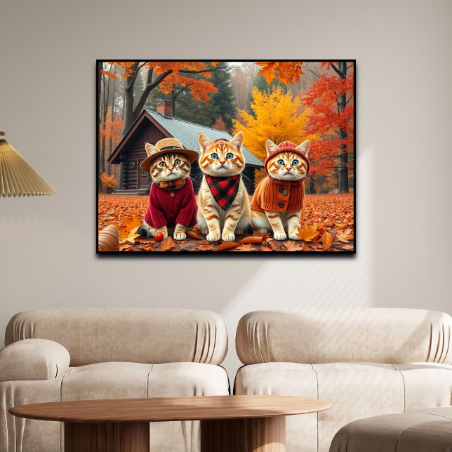 Affiche Funny Cats in Preppy Fall Attire and Hats   (Créateur téléchargé)