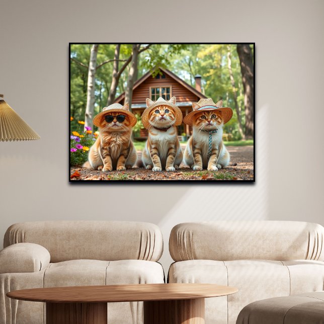 Affiche Funny Cats in Preppy Summer Attire and Hats   (Créateur téléchargé)