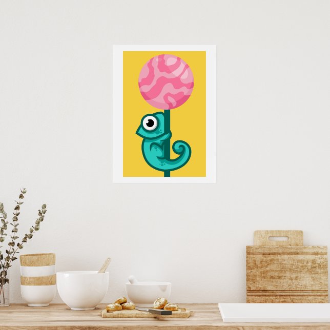 Affiche Funny Chameleon - Cuite salle de jeu animale (Cuisine)