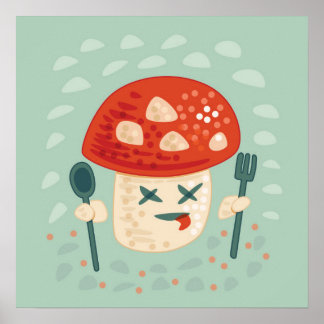 Affiche Funny Champignons Caractère alimentaire Oddity biz