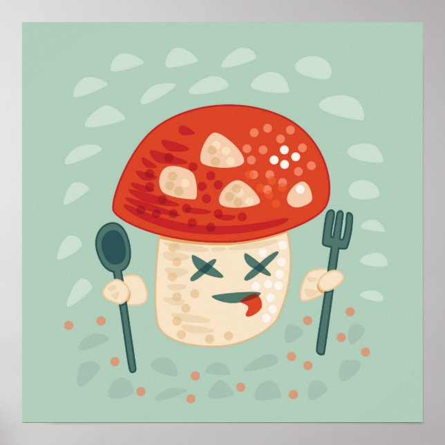 Affiche Funny Champignons Caractère alimentaire Oddity biz (Devant)
