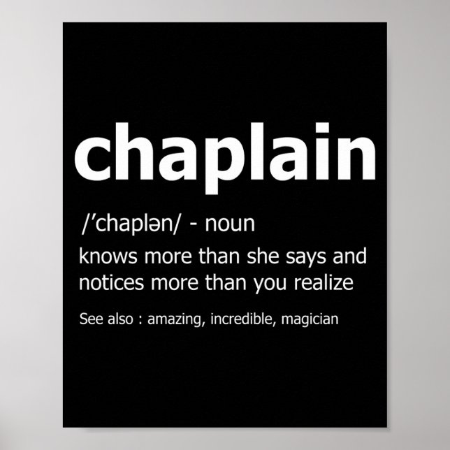 Affiche Funny Chaplain Definition New Job Gift For Chaplai (Devant)
