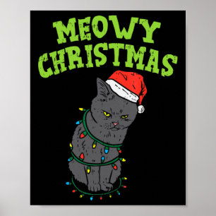 Affiche Funny Chat Noir Meowy Noël Funny Chat Hommes garço