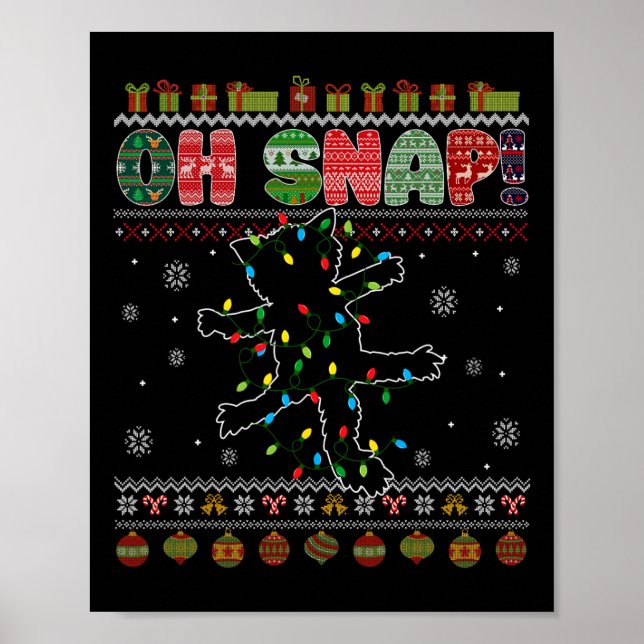 Affiche Funny Chat Oh Snap Gros Chandail de Noël Pyjamas X (Devant)
