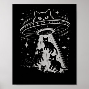 Affiche Funny Chat Ufo Alien spatial Galaxy Esthétique