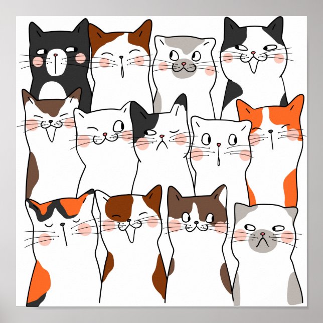 Affiche Funny Chats Kawaii (Devant)