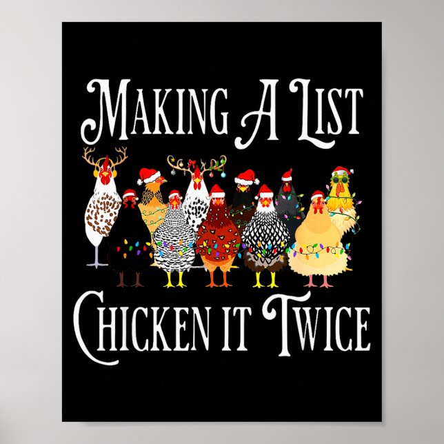 Affiche Funny Chicken Christmas, Making A List Chicken It  (Devant)