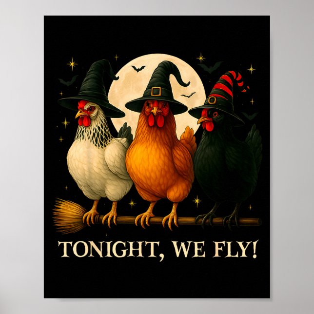 Affiche Funny Chicken Halloween Costume Tonight We Fly Sok (Devant)