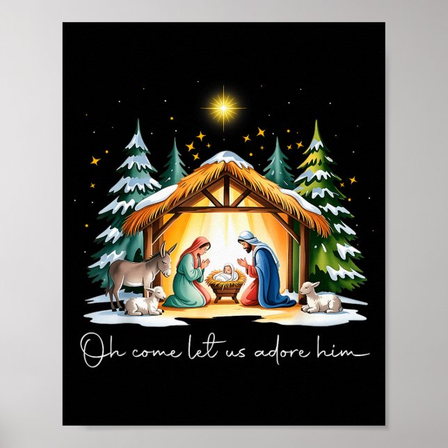 Affiche Funny Christian Christmas Jesus Oh Come Let Us Ado (Devant)
