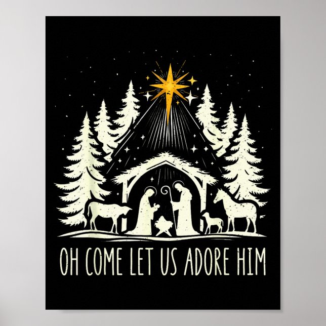 Affiche Funny Christian Christmas Jesus Oh Come Let Us Ado (Devant)