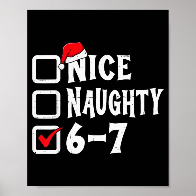 Affiche Funny Christmas 67 Meme Six Seven Nice Naughty 6-7 (Devant)