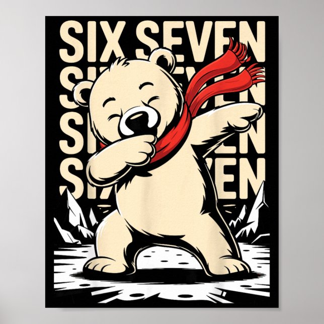 Affiche Funny Christmas Bear Dabbing Xmas Dab Six Seven 67 (Devant)