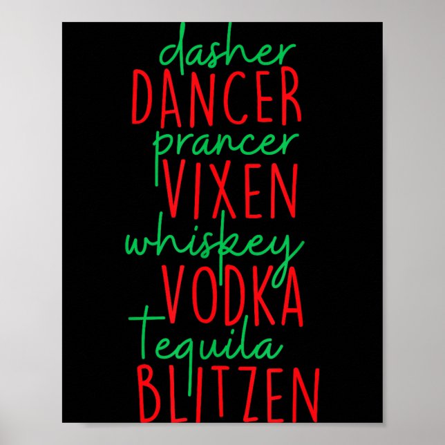Affiche Funny Christmas Dasher Dancer Prancer Vixen Whiske (Devant)