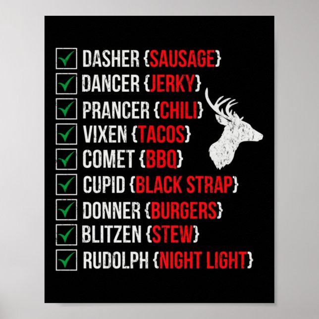 Affiche Funny Christmas Deer Hunters Santas Reindeer Meat  (Devant)