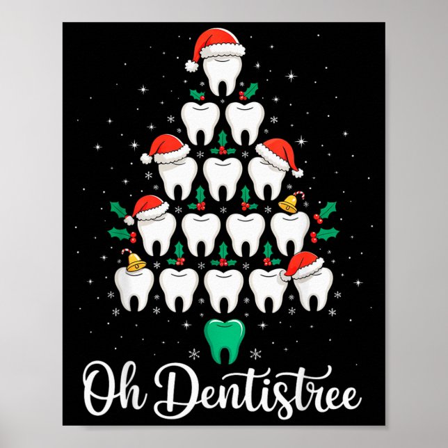 Affiche Funny Christmas Dentist Xmas Dental Oh Dentistree  (Devant)