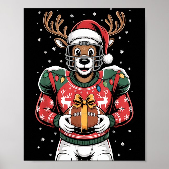 Affiche Funny Christmas Football Reindeer  (Devant)