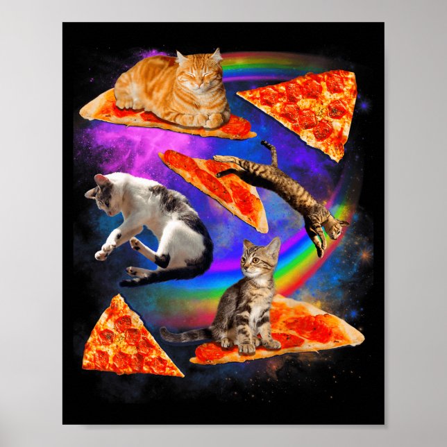 Affiche Funny Christmas Galaxy Cat In Space Cat Riding Zza (Devant)