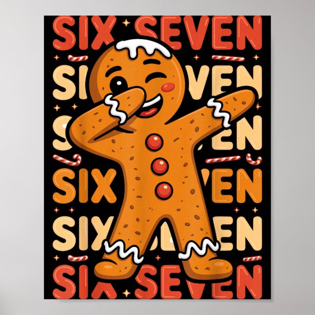Affiche Funny Christmas Gingerbread Cookie Dab Six Seven 6 (Devant)