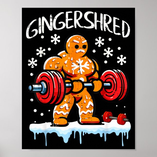Affiche Funny Christmas Gingerbread Gingershred Gym Bodybu (Devant)
