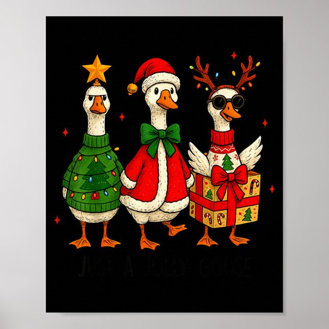 Affiche Funny Christmas Goose Jolly Geese Santa Reindeer X (Devant)