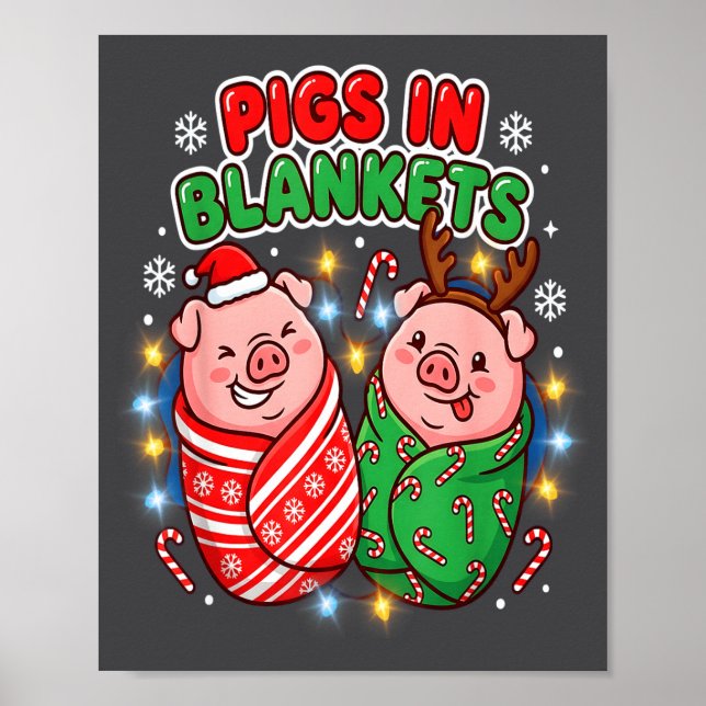 Affiche Funny Christmas Gs In Blankets Festive Food Pun  (Devant)