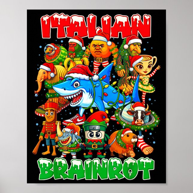 Affiche Funny Christmas Italian Brain Rot Italian Brainrot (Devant)