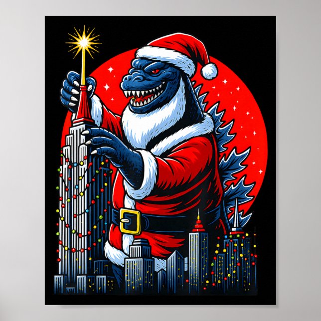 Affiche Funny Christmas Monster Santazilla Holiday Dinosau (Devant)