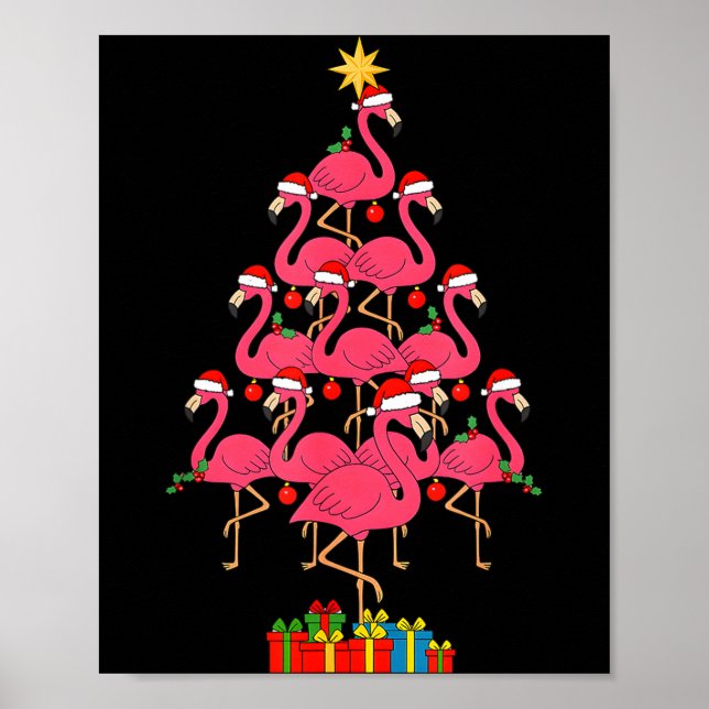 Affiche Funny Christmas Nk Flamingo Tree Holiday Bird Love (Devant)