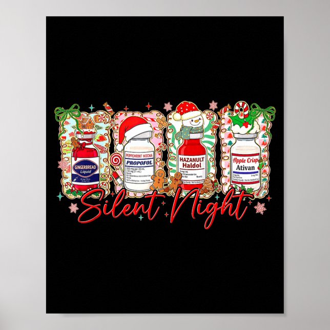 Affiche Funny Christmas Nurse Silent Night Medical Humor  (Devant)