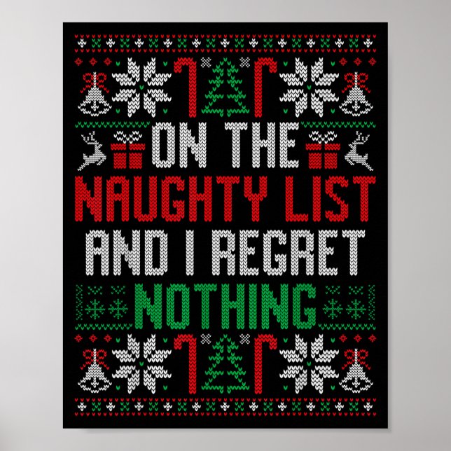 Affiche Funny Christmas On The Naughty List Ugly Christmas (Devant)
