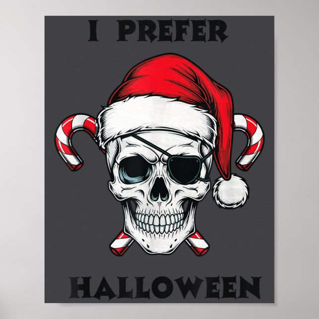 Affiche Funny Christmas Skeleton I Prefer Halloween  (Devant)