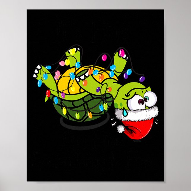 Affiche Funny Christmas Turtle It's Fine I'm Fine Everythi (Devant)