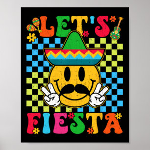 Affiche Funny Cinco De Mayo À damiers Fêtons le sourire M