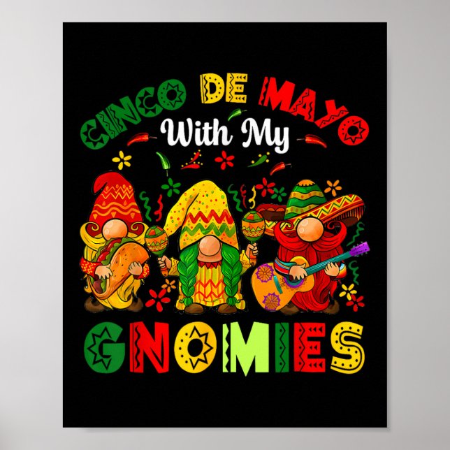 Affiche Funny Cinco De Mayo Avec Mes Gnomies Trio Gnomes B (Devant)