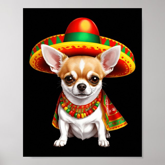 Affiche Funny Cinco De Mayo Chihuahua Amoureux de les chie (Devant)