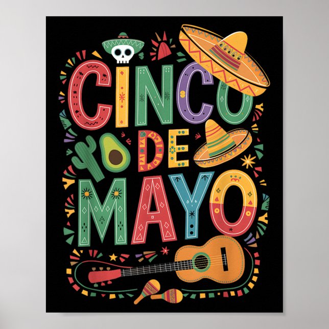 Affiche Funny Cinco De Mayo Fiesta Mexican Party 5 De Mayo (Devant)